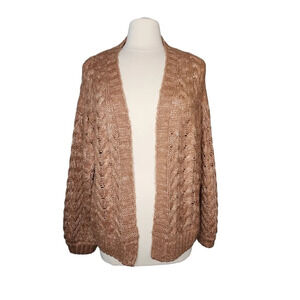 Kendall & Kylie Brown Tan Cardigan Sweater One Size Balloon Sleeves